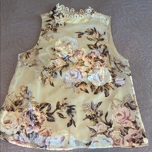 Floral velvet brocade Sleeveless Top